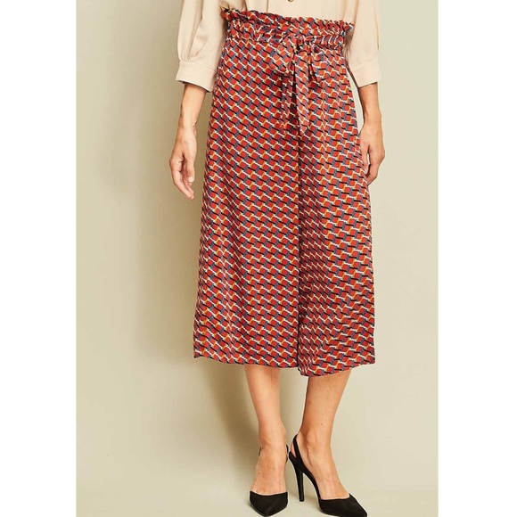 NWT Orange High-Waist Pants Culottes size Small - Picture 6 of 8